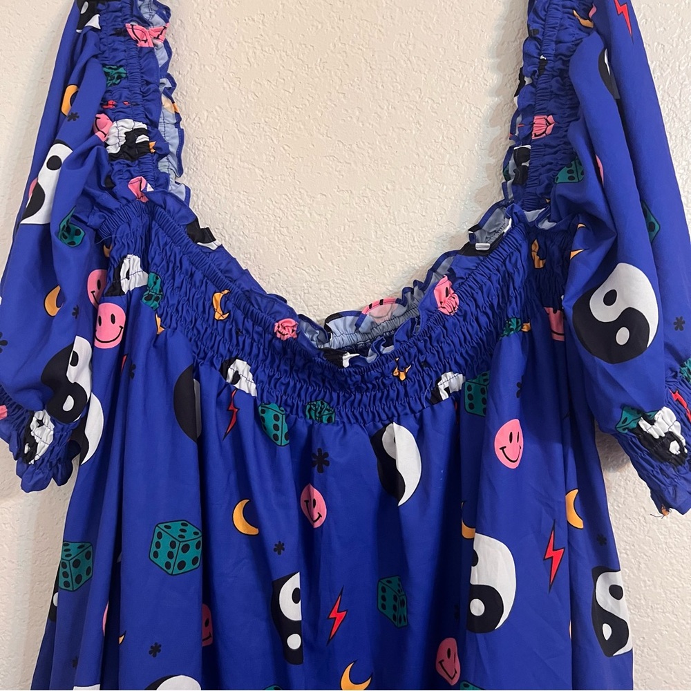 Dressed in LALA Forget The Rules Icon Blue Smocked Midi Dress NWT Size XL - Picture 10 of 13
